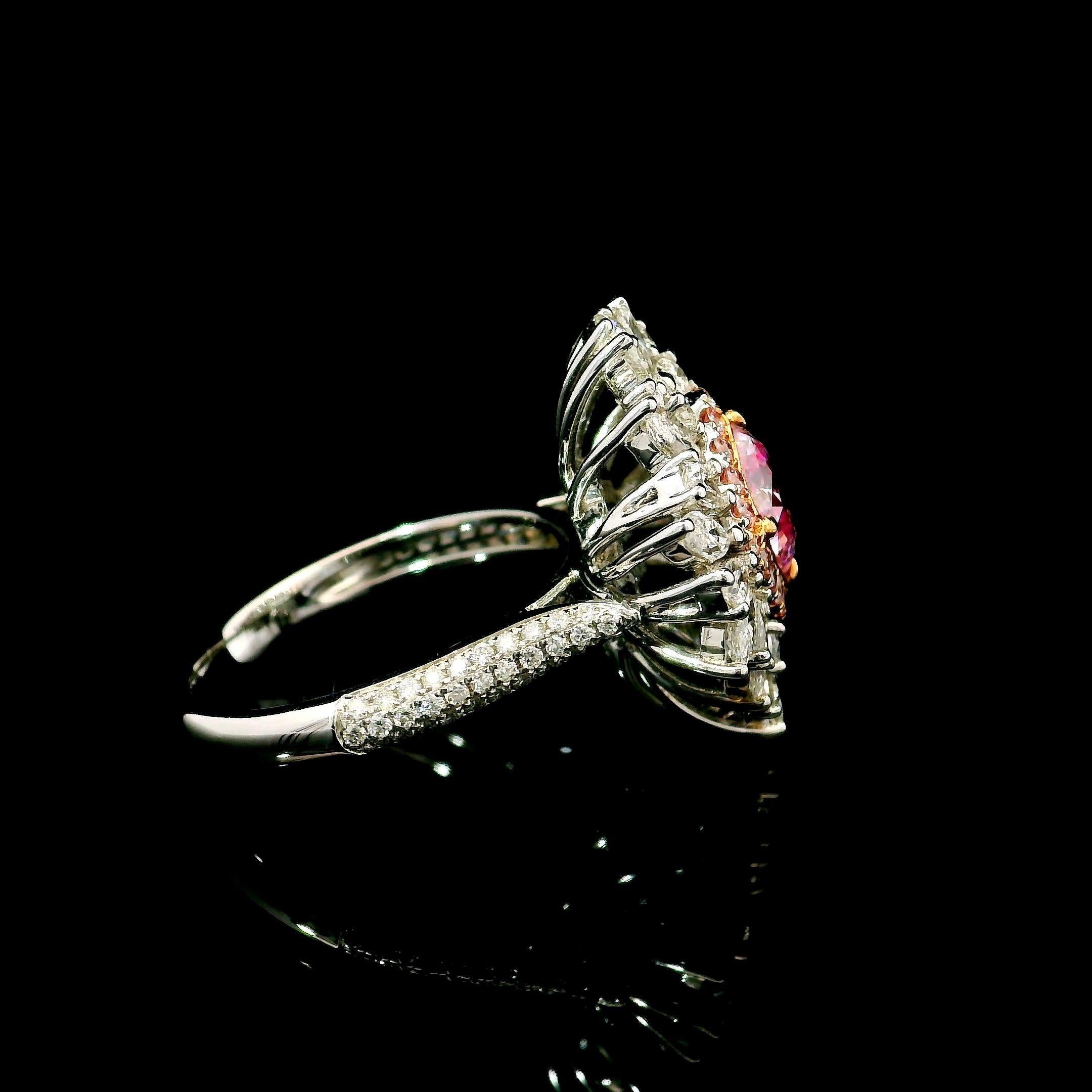 GIA Certified 1.21 Carat Faint Pink SI2 Clarity Diamond Ring For Sale 2