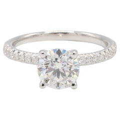 GIA Certified 1.21 Carat G SI1 Round Natural Diamond White Gold Engagement Ring 