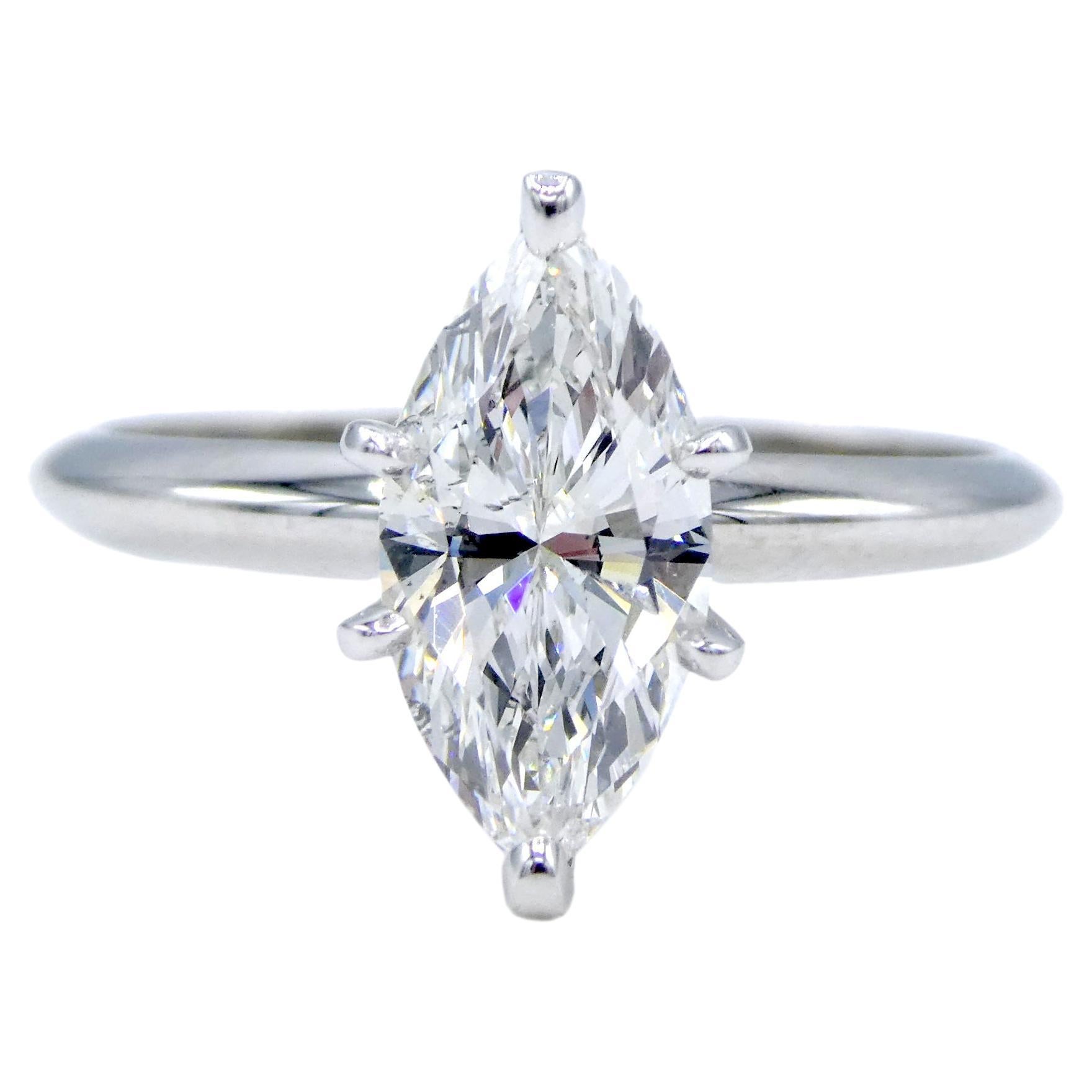 GIA Certified 1.21 Carat Marquise Diamond 14 Karat White Gold Engagement Ring