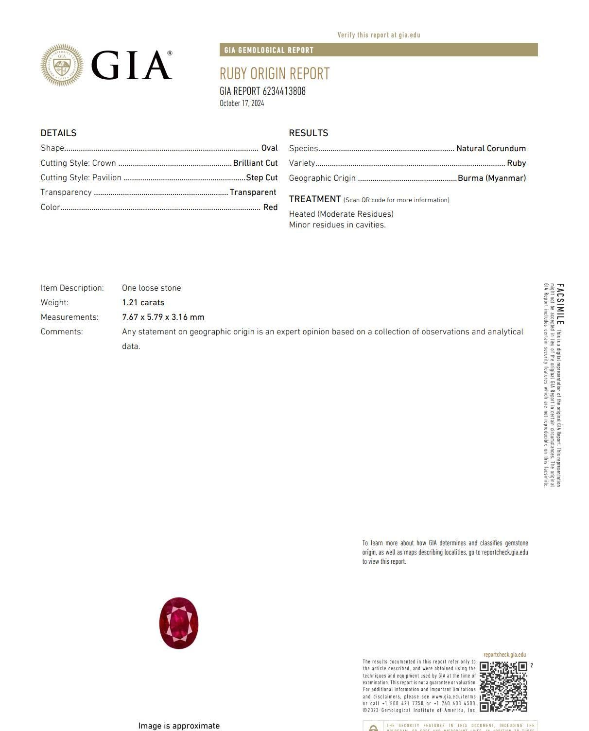GIA-zertifiziert 1,21 Karat natürlichen Burma Red Ruby & Diamant Drei Stein Ring für Damen oder Herren im Angebot