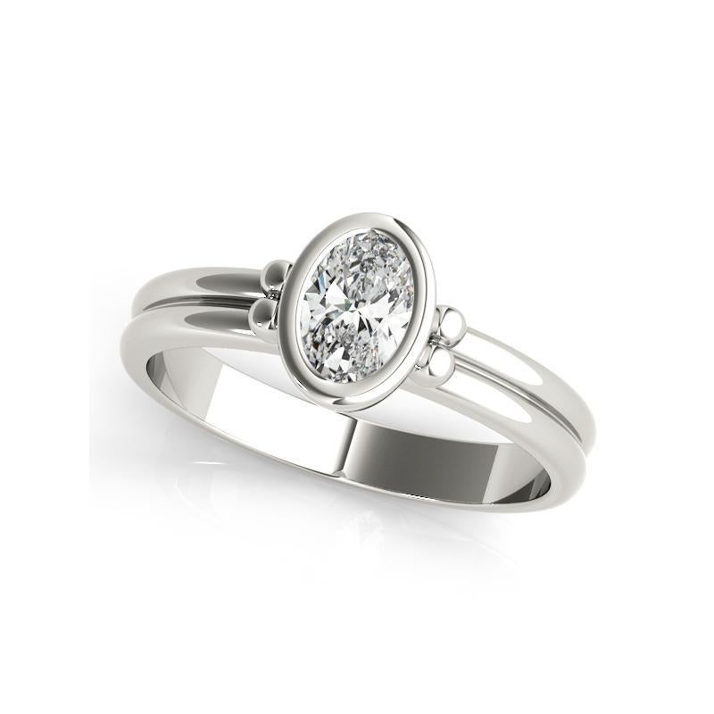 Taglio ovale Anello con diamante a doppia fascia con castone ovale solitario certificato GIA da 1,21 carati in vendita