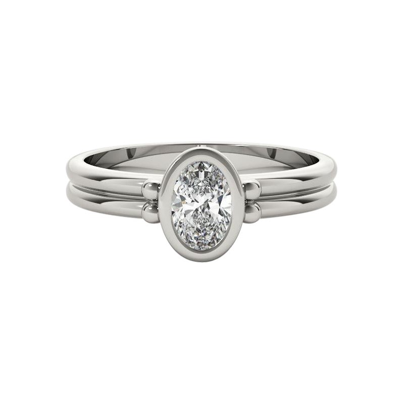 Anello con diamante a doppia fascia con castone ovale solitario certificato GIA da 1,21 carati