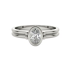 Anello con diamante a doppia fascia con castone ovale solitario certificato GIA da 1,21 carati