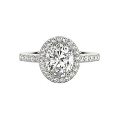 Diamante ovale aureolato certificato GIA da 1.21 carati  Anello con diamante