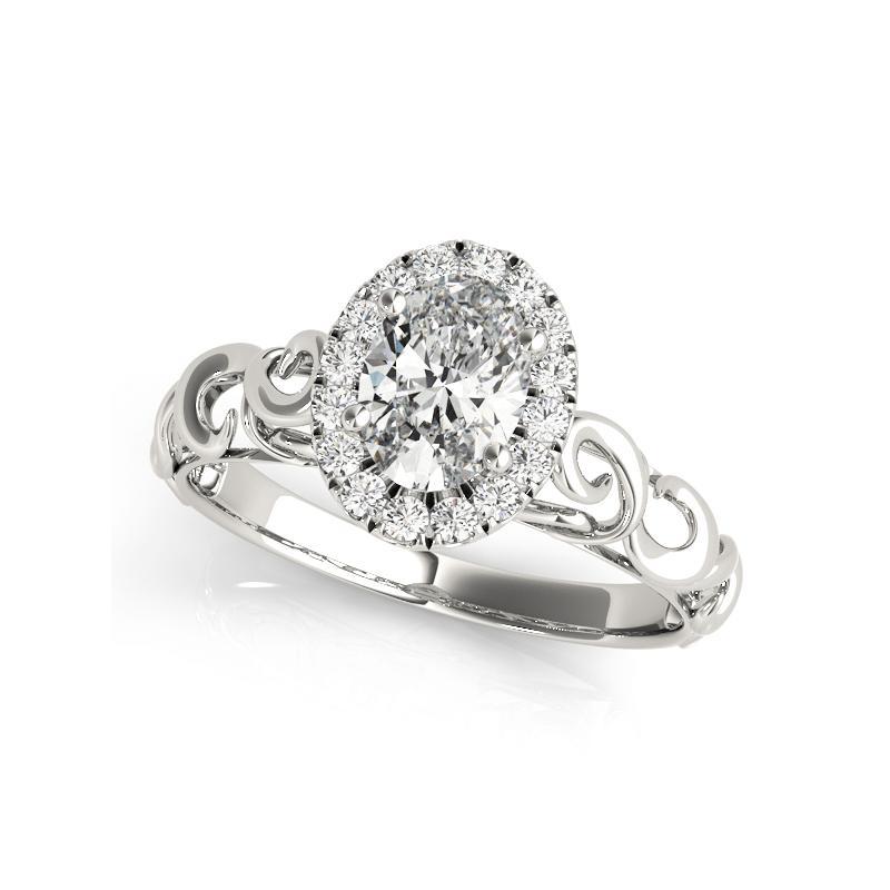 Anello con diamante ovale aureolato certificato GIA da 1,21 carati in oro bianco Cathedral In condizioni Nuovo in vendita a New York, NY
