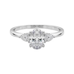 GIA Certified 1.21 Carat Oval & Pear Three-Stone 18K White Gold Diamond Ring