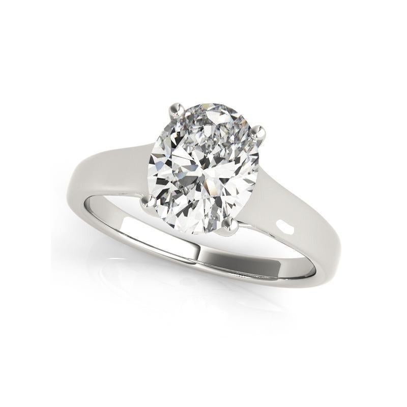 Taille ovale GIA Certified 1.21 Carat Oval Solitaire Trellis Prong Diamond Ring en vente