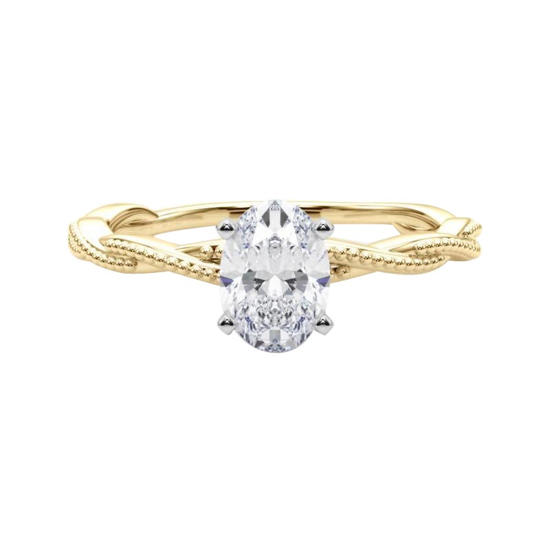 Anillo de diamantes de banda trenzada ovalada de 1.21 quilates con certificado GIA