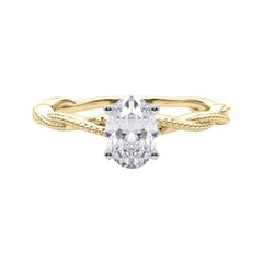 Anillo de diamantes de banda trenzada ovalada de 1.21 quilates con certificado GIA