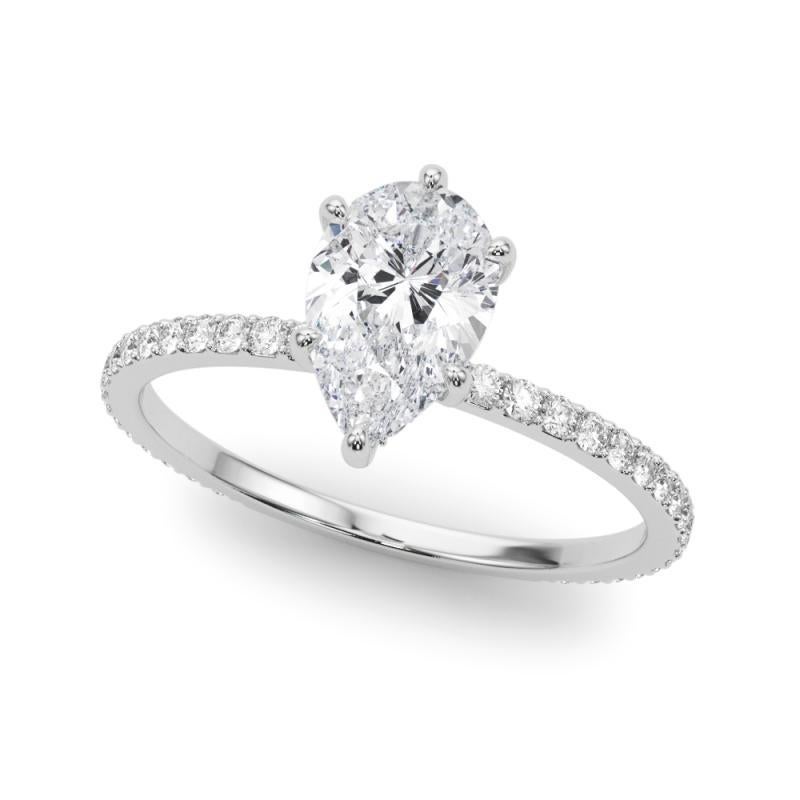 GIA zertifiziert 1.21 Karat Birne versteckt Halo Pave Band Diamantring (Tropfenschliff) im Angebot