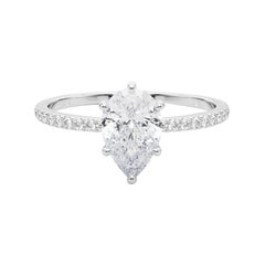GIA zertifiziert 1.21 Karat Birne versteckt Halo Pave Band Diamantring
