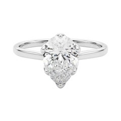 GIA zertifiziert 1.21 Karat Birne Solitär Kathedrale Tulpe Platin Diamantring
