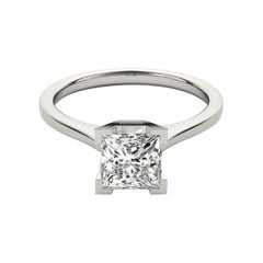 Bague solitaire en diamant certifié GIA 1.21 carat Princesse contemporaine