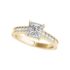 GIA zertifiziert 1.21 Karat Prinzessin Doppel Korb Vintage Diamantring