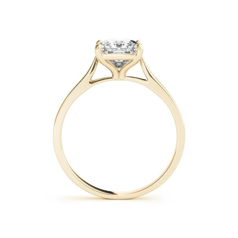 Taille princesse Bague à diamant cathédrale certifié GIA 1.21 carat Princess Solitaire en vente
