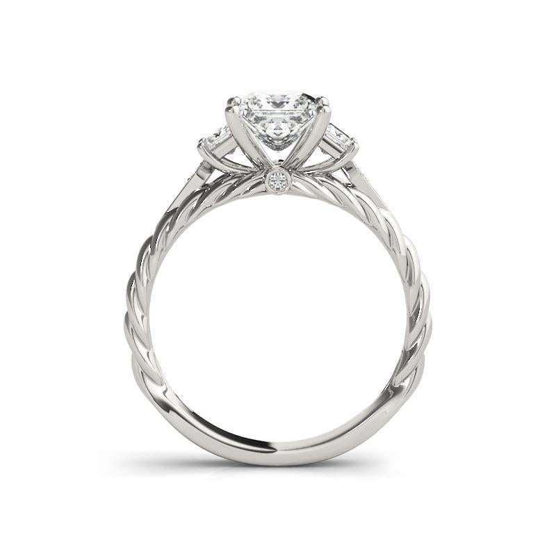 Taille princesse Bague à trois pierres en platine tressé, certifiée GIA, 1,21 carat Princesse en vente