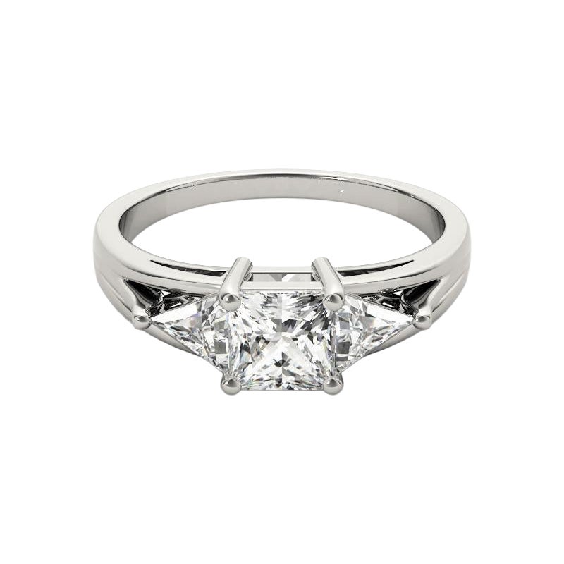 GIA Certified 1.21 Carat Princess Trillion East-West Platinum Diamond Ring