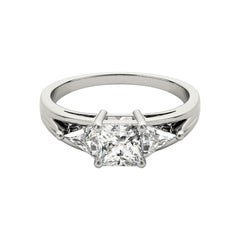 GIA Certified 1.21 Carat Princess Trillion East-West Platinum Diamond Ring