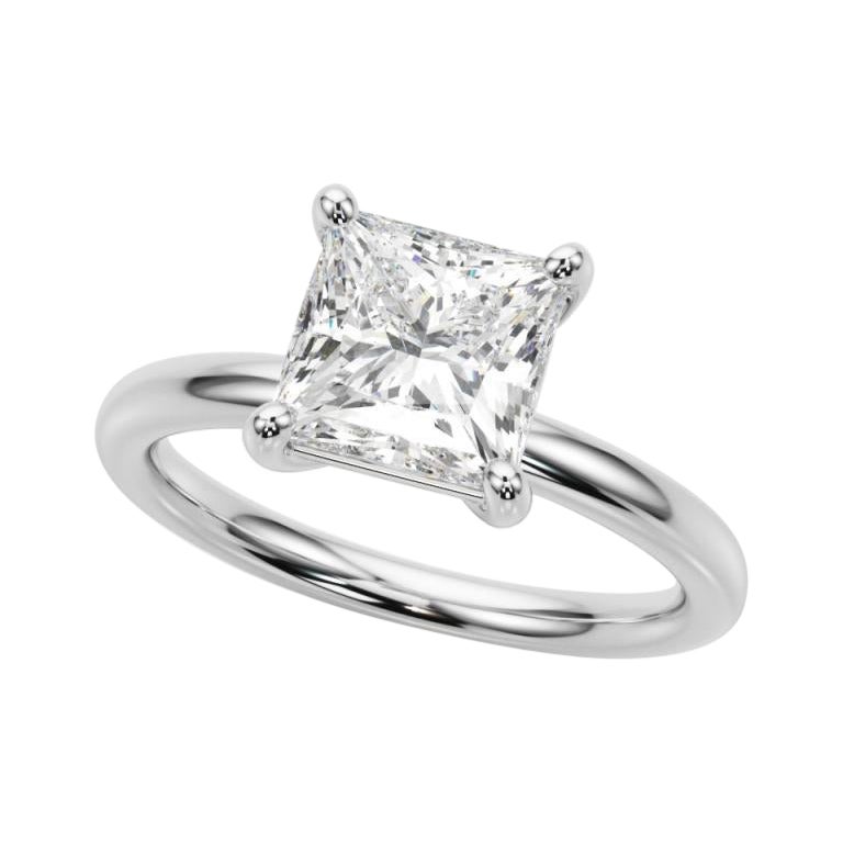 GIA Certified 1,21 Carat Prong Set Princess Solitaire Platinum Diamond Ring