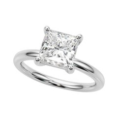 GIA Certified 1,21 Carat Prong Set Princess Solitaire Platinum Diamond Ring