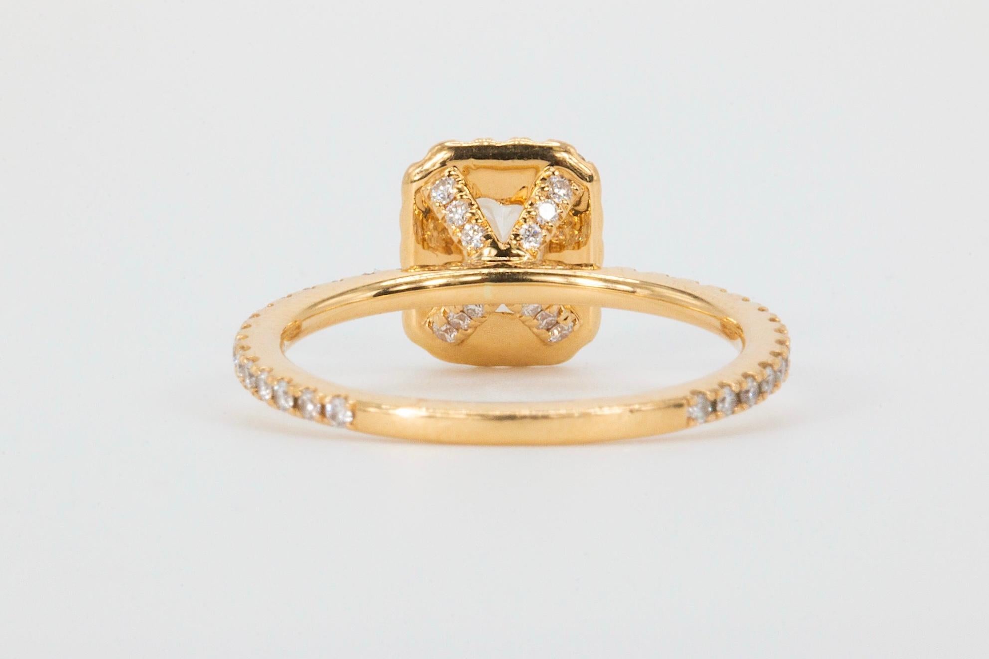 Anello di fidanzamento in oro giallo 18k con diamante taglio radiante da 1,21 carati certificato GIA In condizioni Nuovo in vendita a Houston, TX