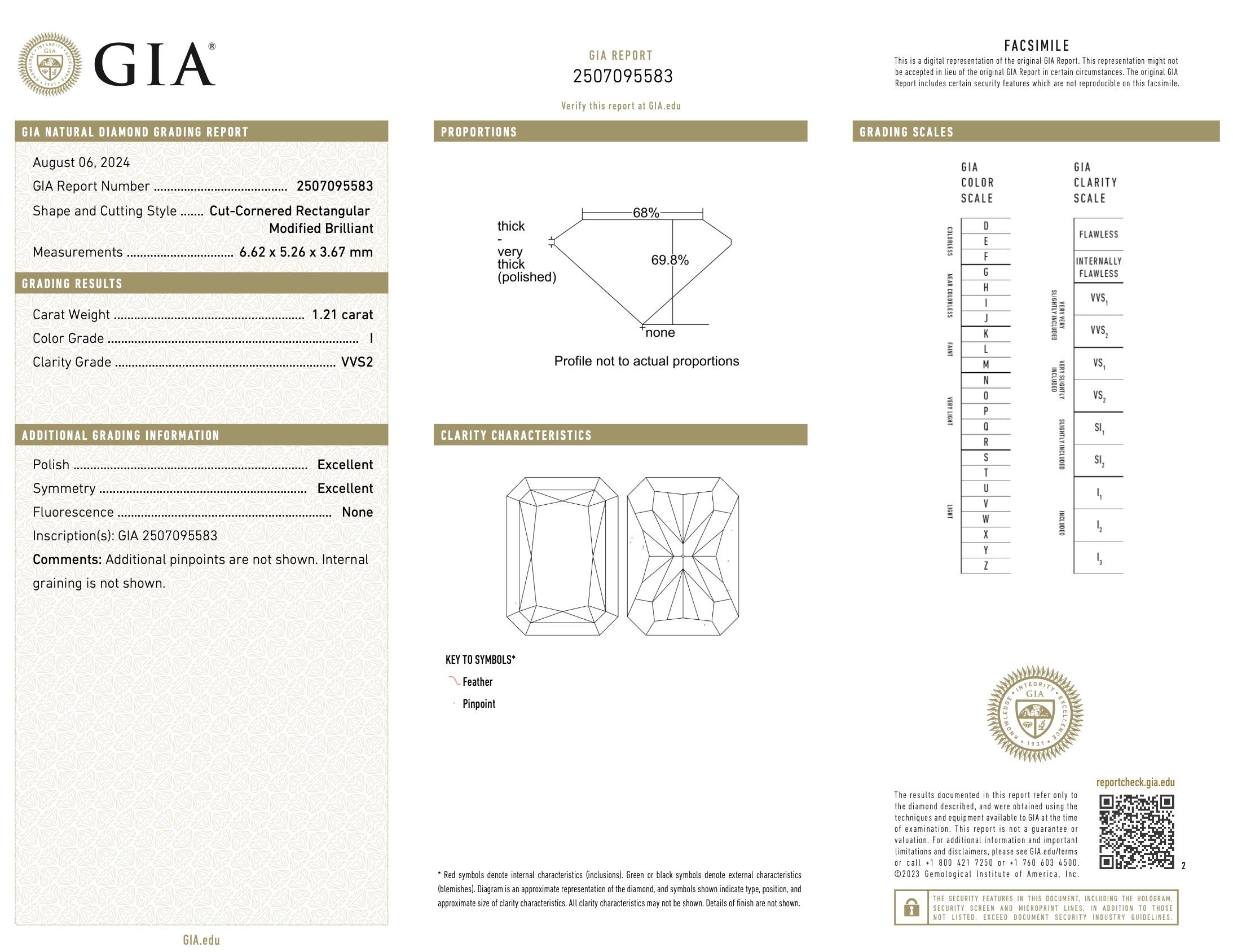 Anello di fidanzamento in oro giallo 18k con diamante taglio radiante da 1,21 carati certificato GIA in vendita 4