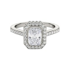 GIA Certified 1.21 Carat Radiant Diamond Halo  Diamond Ring