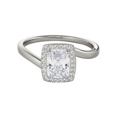 GIA Certified 1.21 Carat Radiant Halo Curved Bypass Diamond Ring