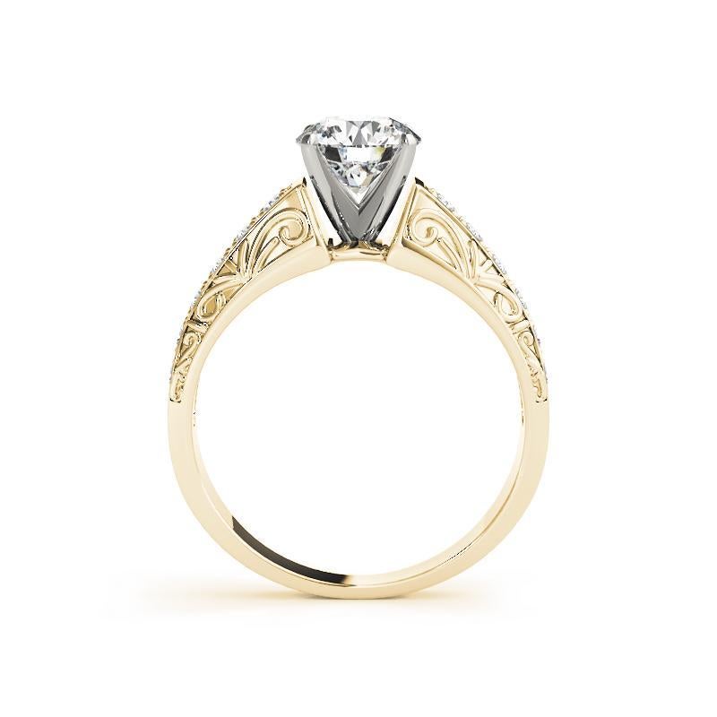GIA-zertifizierter 1,21 Karat runder antiker Diamantring mit Gravur und Schnecke (Rundschliff) im Angebot