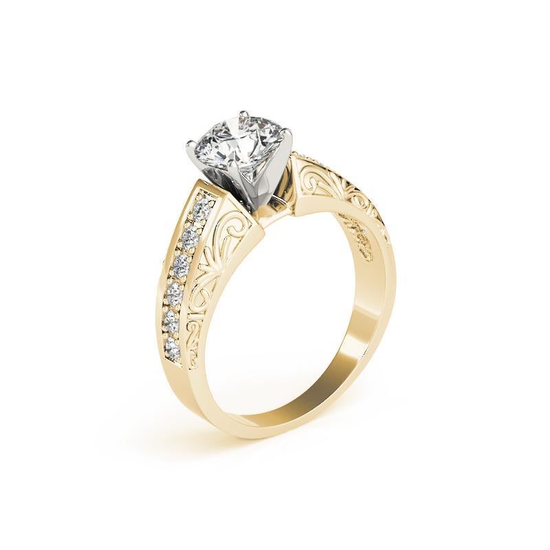 GIA-zertifizierter 1,21 Karat runder antiker Diamantring mit Gravur und Schnecke im Zustand „Neu“ im Angebot in New York, NY