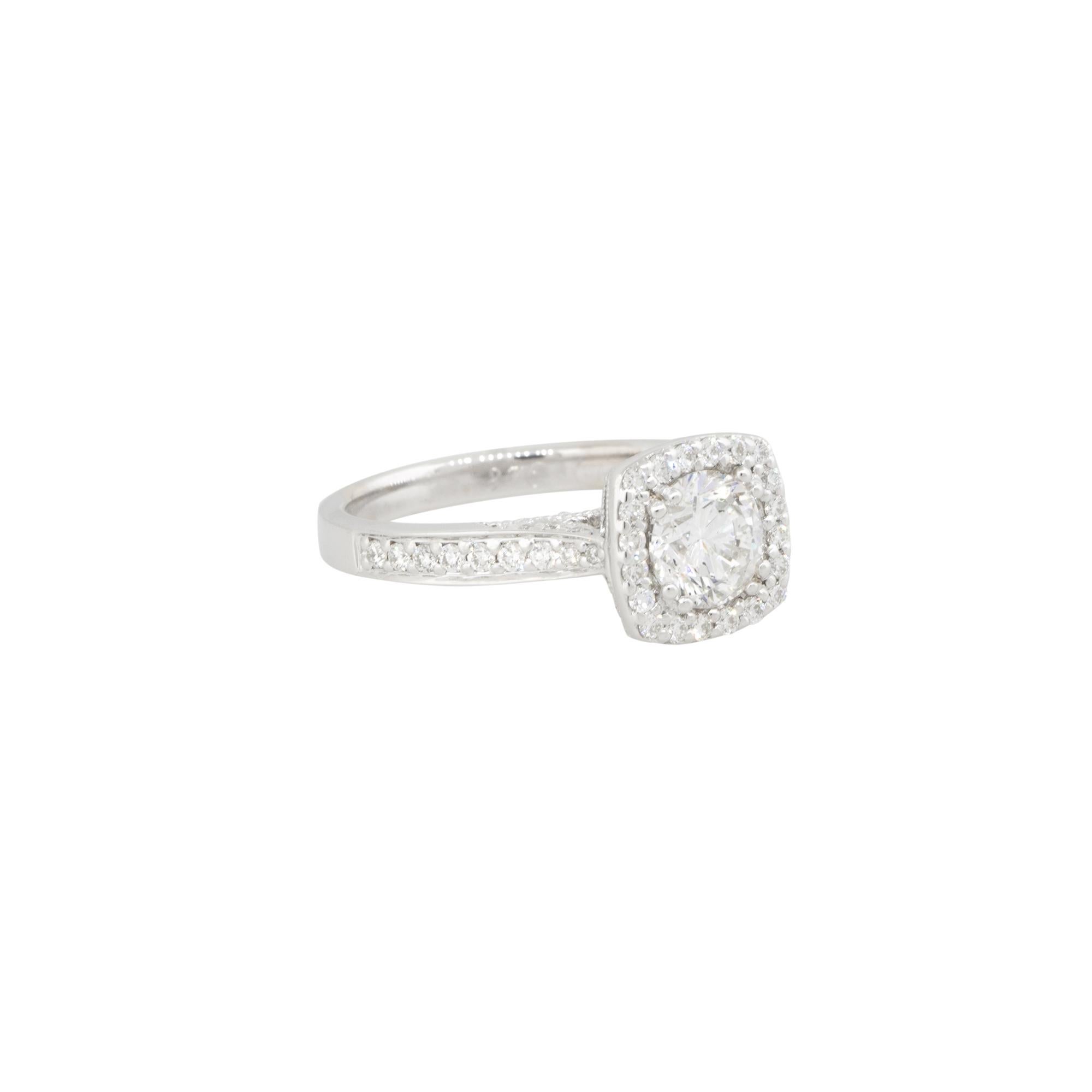 Modern GIA Certified 1.21 Carat Round Brilliant Cut Diamond Engagement Ring 18 Karat For Sale