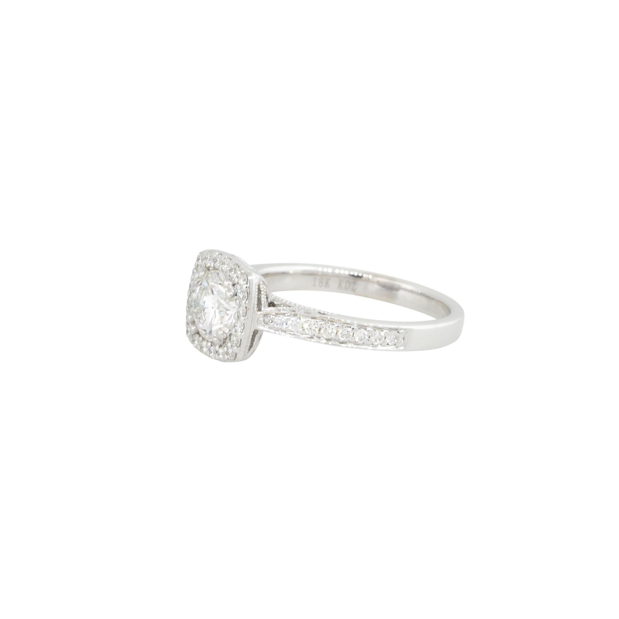 Women's GIA Certified 1.21 Carat Round Brilliant Cut Diamond Engagement Ring 18 Karat For Sale