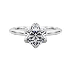 Bague diamant en platine certifiée GIA 1,21 carat Round Filigree Tulip Cathedral