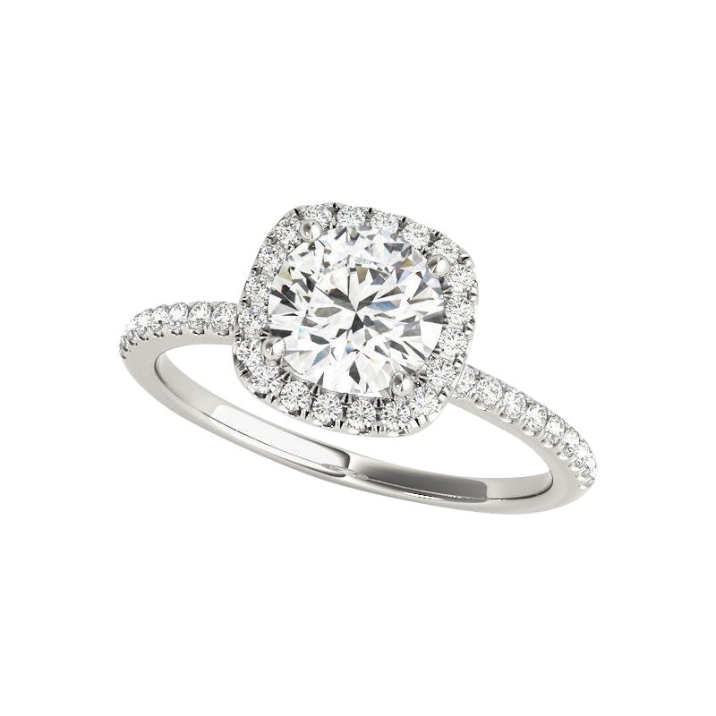 Bague en or blanc 18 carats certifiée GIA de 1,21 carat de diamants ronds Halo Basket Set