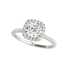 Bague en or blanc 18 carats certifiée GIA de 1,21 carat de diamants ronds Halo Basket Set