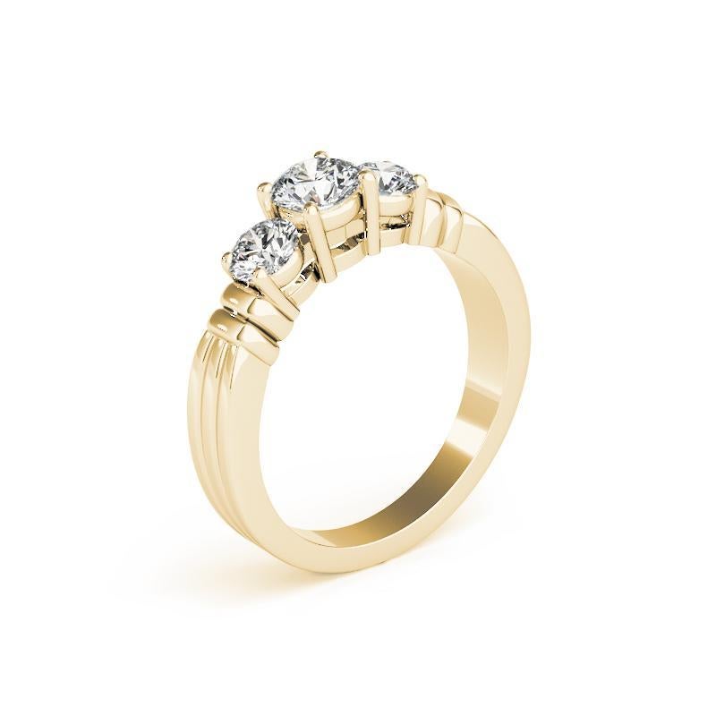 Donna GIA Certified 1.21 Carat Round Three-Stone Ribbed Band Diamond Ring in vendita
