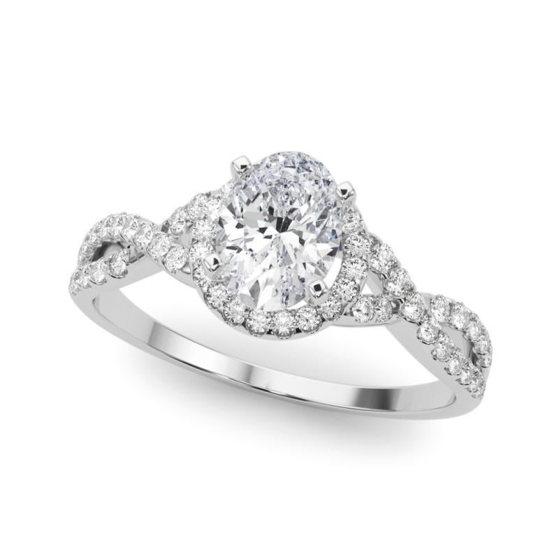 Taille ovale Bague de diamant en platine certifiée GIA 1.21 carat Solitaire Oval Halo Infinity en vente