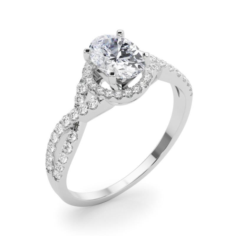 Bague de diamant en platine certifiée GIA 1.21 carat Solitaire Oval Halo Infinity Pour femmes en vente
