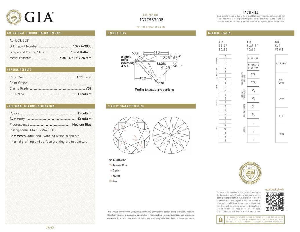 Contemporary GIA Certified 1.21 Carat Three-Stone Round Brilliant Diamond Ring For Sale
