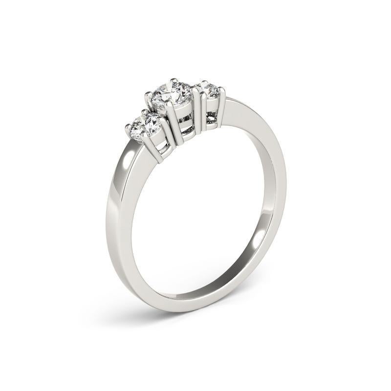 Women's GIA Certified 1.21 Carat Three-Stone Round Brilliant Diamond Ring For Sale