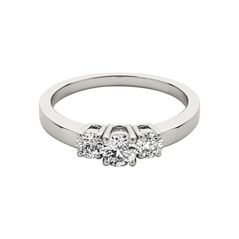 GIA Certified 1.21 Carat Three-Stone Round Brilliant Diamond Ring