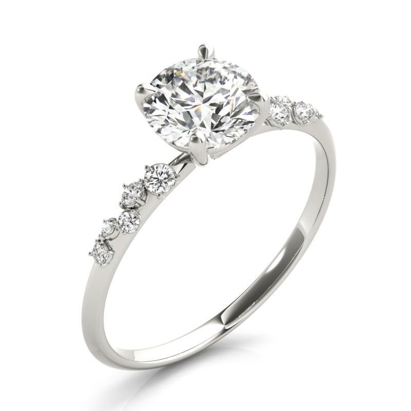 De las mujeres Anillo de oro blanco con diamante redondo en racimo de vid en espaldera certificado por GIA de 1,21 quilates en venta