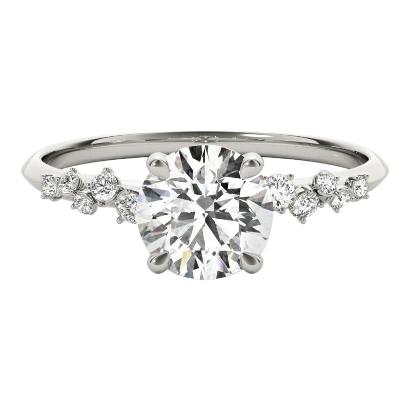 Anello con diamante rotondo in oro bianco certificato GIA da 1,21 carati con traliccio di viti