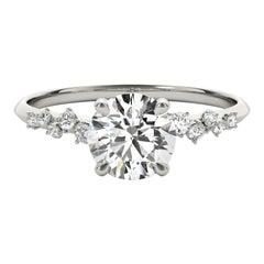 Anello con diamante rotondo in oro bianco certificato GIA da 1,21 carati con traliccio di viti
