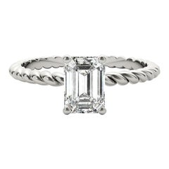 GIA Certified 1.21 Carat Twisted Band Emerald Solitaire Diamond Ring
