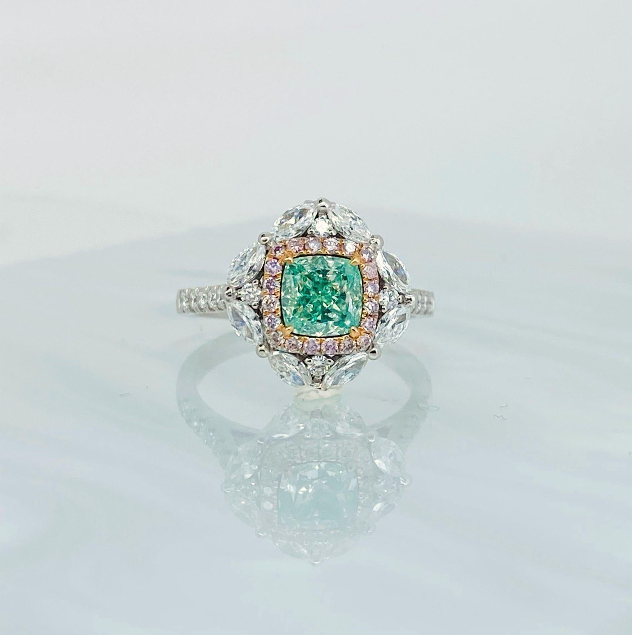 GIA Certified 1.21 Carat Very Light Green Diamond Ring & Pendant Convertible In New Condition For Sale In Kowloon, HK
