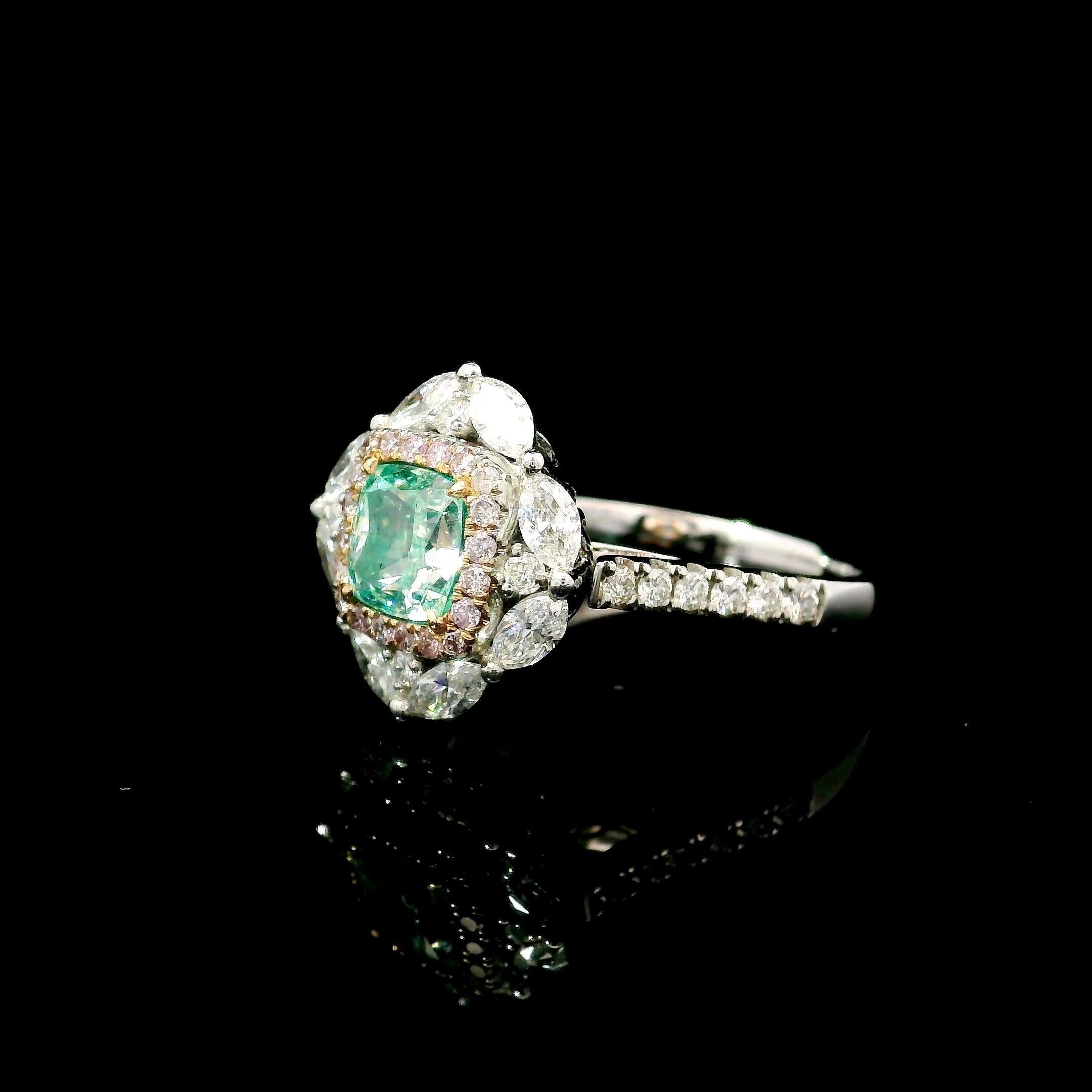 GIA Certified 1.21 Carat Very Light Green VS2 Clarity Diamond Ring In New Condition For Sale In บางรัก, TH