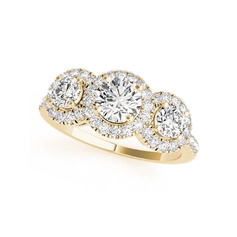 Taglio rotondo Anello in oro giallo con diamanti a cerchio vintage da 1,21 carati certificato GIA in vendita