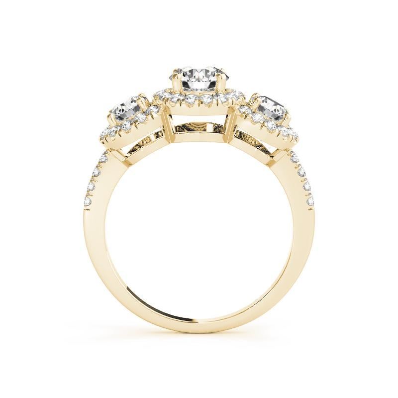 Anello in oro giallo con diamanti a cerchio vintage da 1,21 carati certificato GIA In condizioni Nuovo in vendita a New York, NY