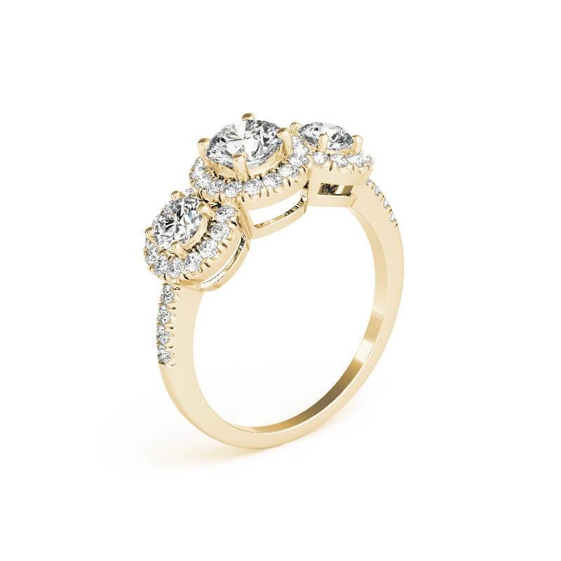 Donna Anello in oro giallo con diamanti a cerchio vintage da 1,21 carati certificato GIA in vendita